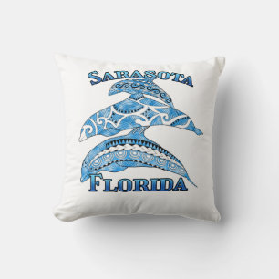 Sarasota Florida Vacation Tribal Dolphins Cushion