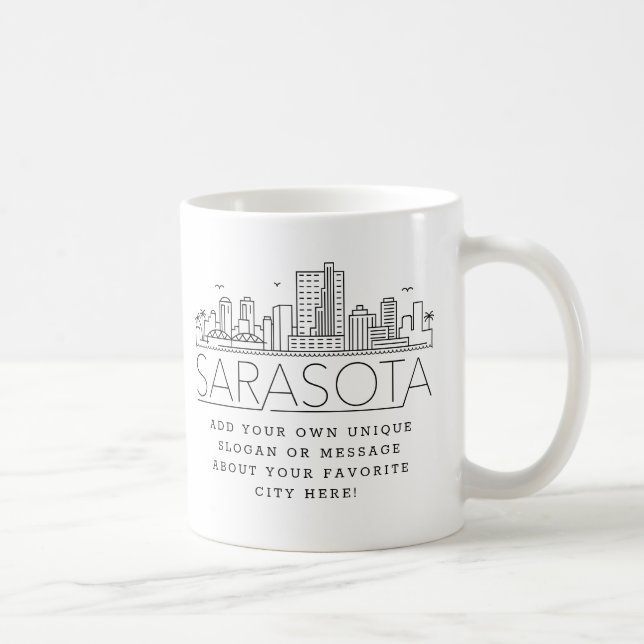 Sarasota Stylised Skyline | Custom Slogan Coffee Mug (Right)