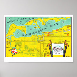 Sarasota Vintage Tourist Map Poster