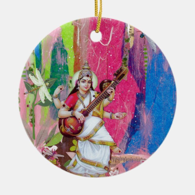 Saraswati Ceramic Tree Decoration (Front)