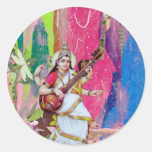 Saraswati Classic Round Sticker (Front)