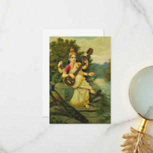 Saraswati, Goddess of Music by Raja Ravi Varma Thank You Card
