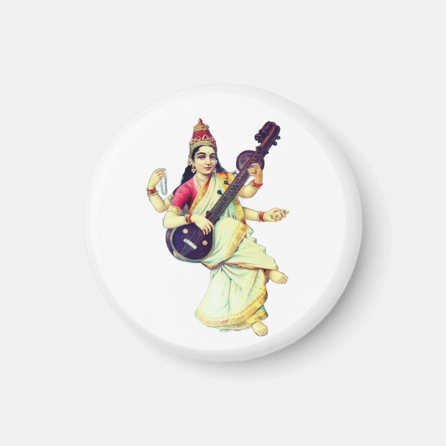 Saraswati, Hindu Goddess Magnet (Front)