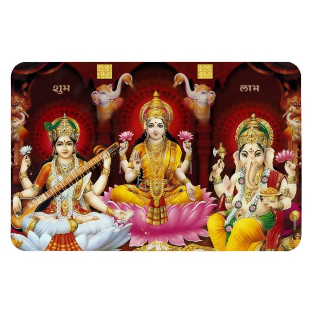 Saraswati, Lakshmi, & Ganesha Flexi Magnet (Horizontal)