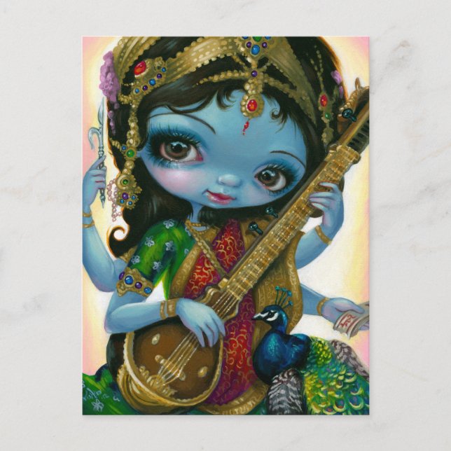 "Saraswati Playing Veena" Postcard (Front)