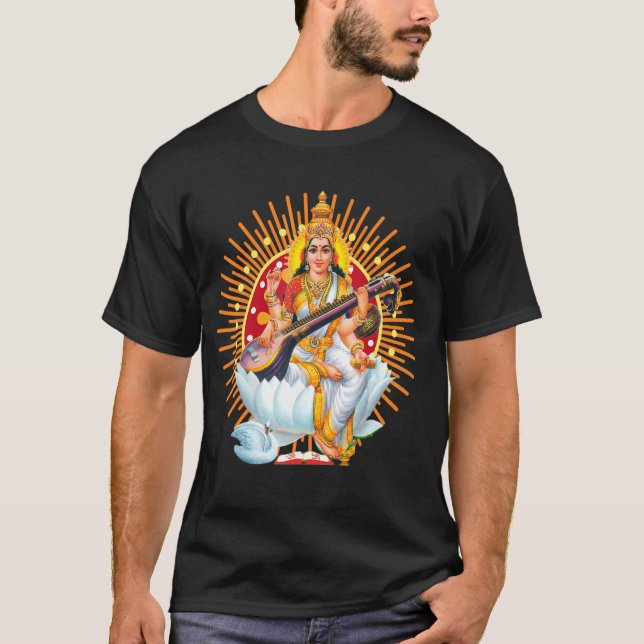 Saraswati Sacred Geometry Third Eye Isha Hindu Lin T-Shirt (Front)