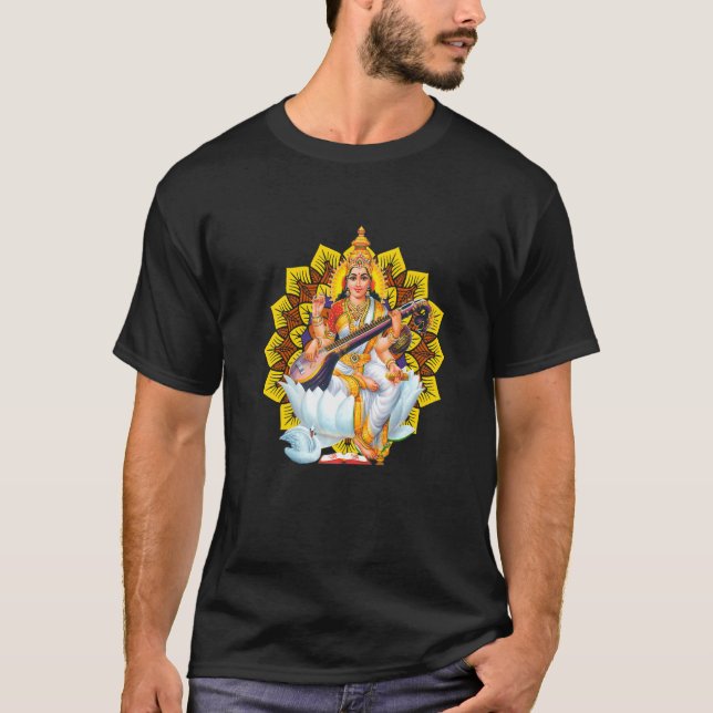 Saraswati Sacred Geometry Third Eye Isha Hindu Lin T-Shirt (Front)