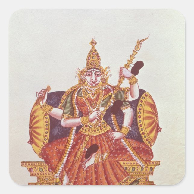 Saratheswathee, hindu goddess of learning square sticker (Front)