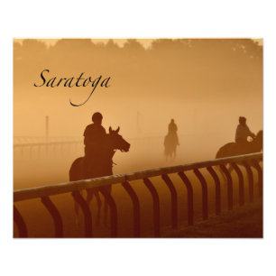 Saratoga - Riders & Horses in Haze of Sunrise Photo Print