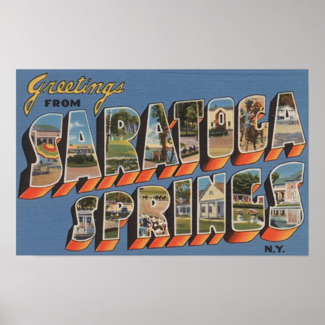 Saratoga Springs, New York - Large Letter Scenes Poster (Front)