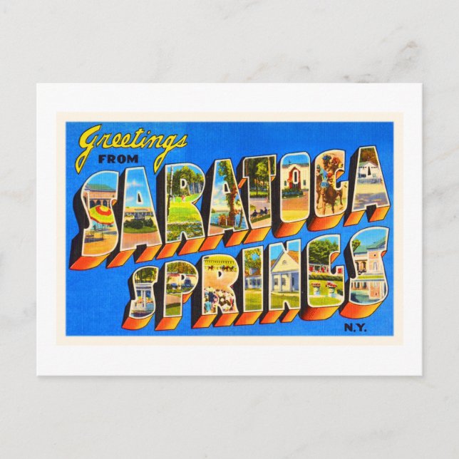 Saratoga Springs New York NY Old Travel Souvenir Postcard (Front)