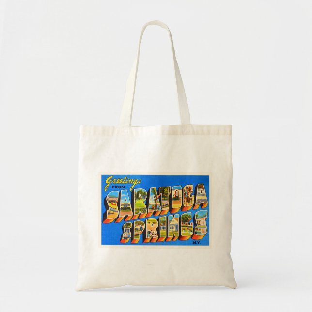 Saratoga Springs New York NY Old Travel Souvenir Tote Bag (Front)