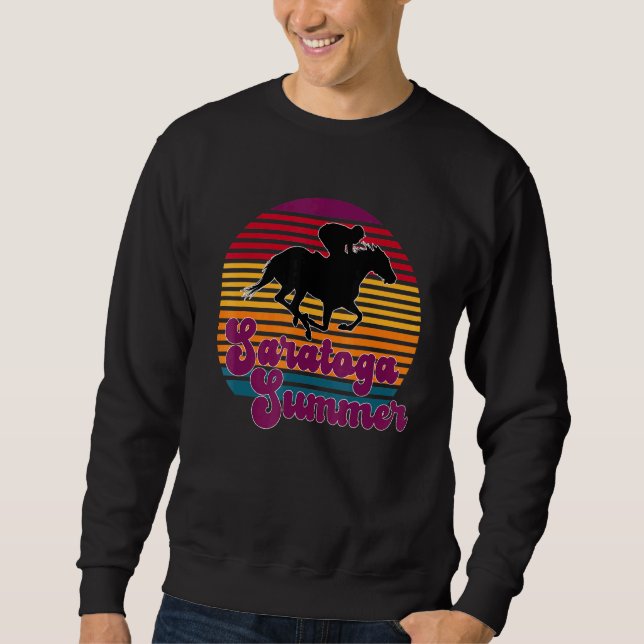 Saratoga Springs New York Summer Sunset Horse Raci Sweatshirt (Front)