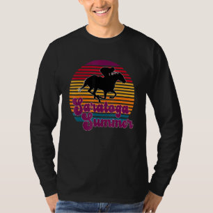 Saratoga Springs New York Summer Sunset Horse Raci T-Shirt