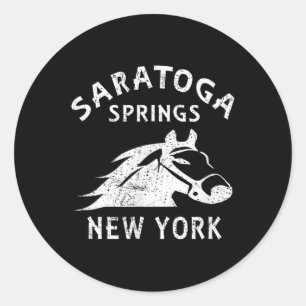 Saratoga Springs Ny Horse Vintage Graphic Racing S Classic Round Sticker