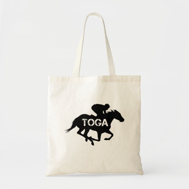 Saratoga Springs Racing Horse Tote Bag (Front)