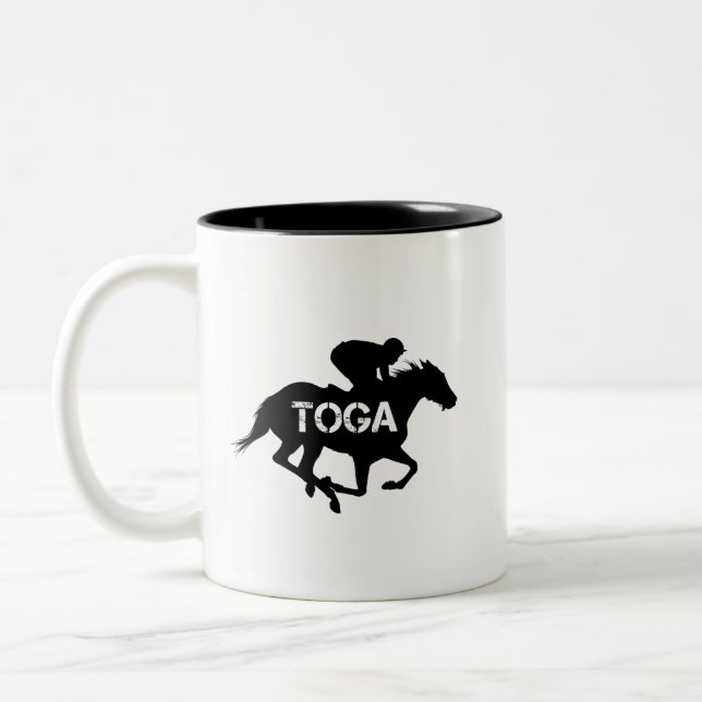 Saratoga Springs Racing Horse Two-Tone Coffee Mug (Left)