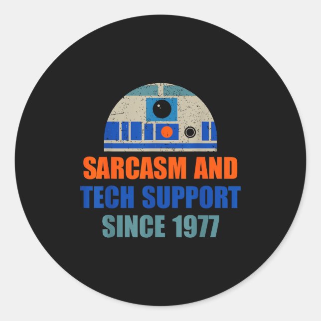 Sarcasm And Tech-suprt Since-1977 Funny Design  Classic Round Sticker (Front)
