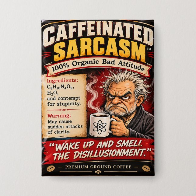 sarcasm coffee badge (Front)