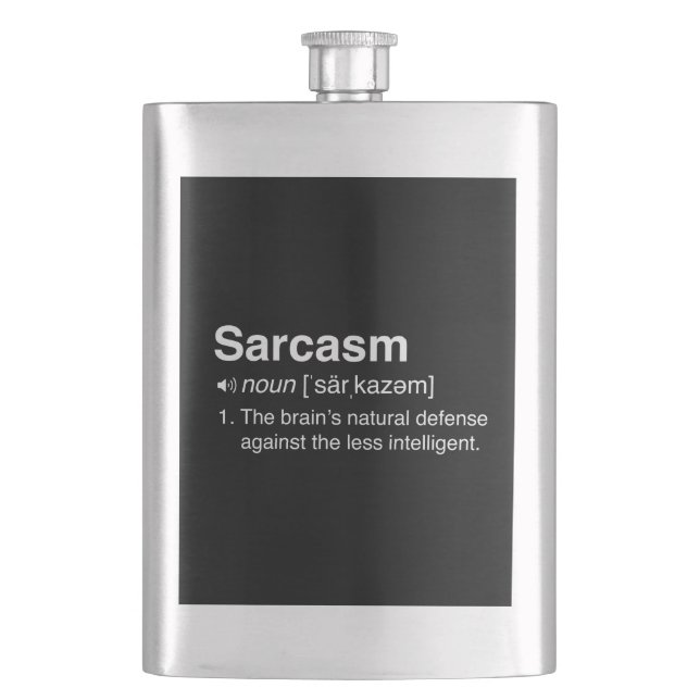Sarcasm Definition Hip Flask (Front)