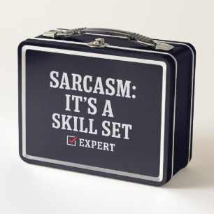Sarcasm Expert Bold Humour Typography Metal Lunch Box
