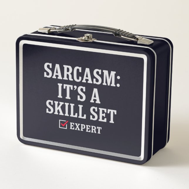 Sarcasm Expert Bold Humour Typography Metal Lunch Box (Front)