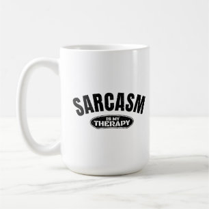 Sarcasm is my therapy funny typography gift coffee mug