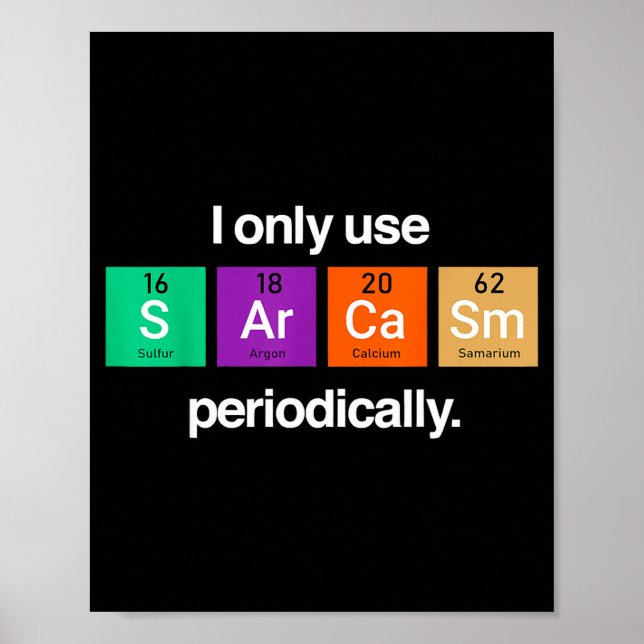 Sarcasm Periodic Table Element Weird Science Joke  Poster (Front)