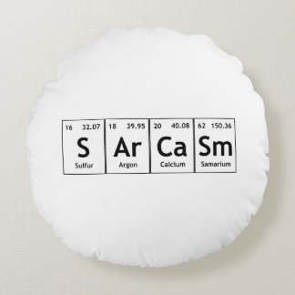 SArCaSm Periodic Table Elements Word Chemistry Round Cushion