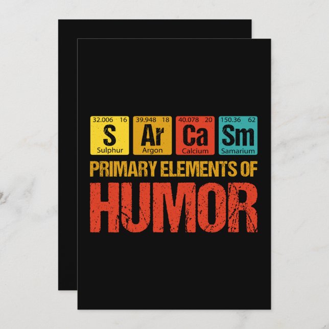 Sarcasm Primary Elements of Humour Holiday Card (Front/Back)