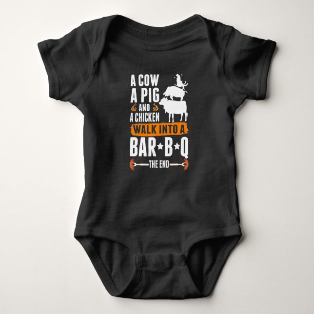 Sarcastic Barbecue Humour Meat Lover Grilling Funn Baby Bodysuit (Front)