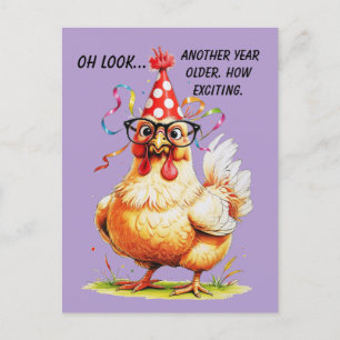 Sarcastic Birthday Humour with Judgy Chicken Postcard