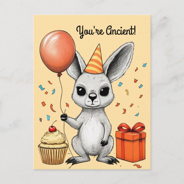 Sarcastic Birthday Kangaroo Party Greeting Postcard (Front)