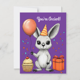 Sarcastic Birthday Kangaroo Party Greeting Postcard