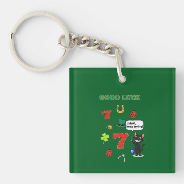 Sarcastic black cat  and Lucky charms Key Ring (Front)