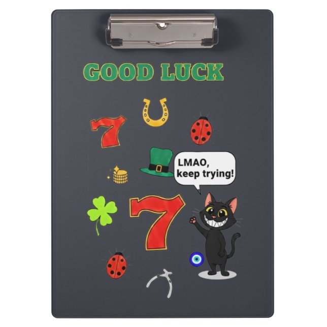 Sarcastic black cat &Lucky charms Clipboard (Front)