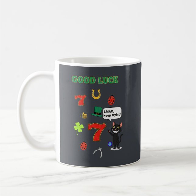 Sarcastic black cat &Lucky charms Coffee Mug (Left)