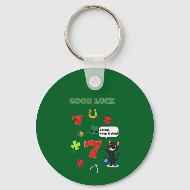 Sarcastic black cat &Lucky charms Key Ring (Front)