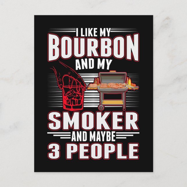 Sarcastic Bourbon and BBQ Lover Funny Barbecue Postcard (Front)