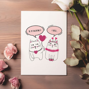 Sarcastic Cartoon Cat Couple Valentine's Day  Holiday Card