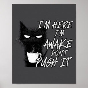 Sarcastic Cat Funny Cat I'm Here I'm Awake Don't P Poster