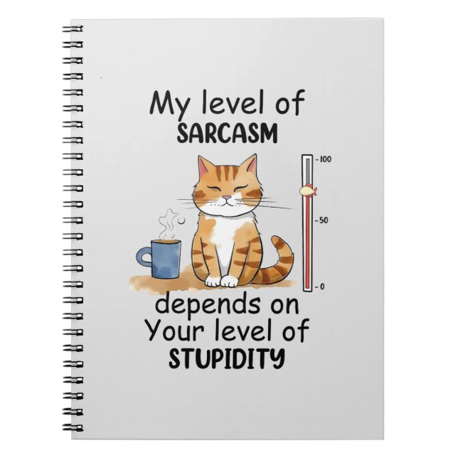 Sarcastic Cat – Funny Orange Art Notebook (Front)