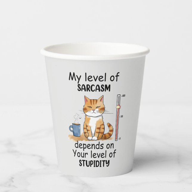 Sarcastic Cat – Funny Orange Art Paper Cups (Front)