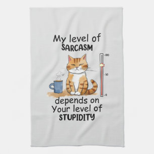 Sarcastic Cat – Funny Orange Art Tea Towel