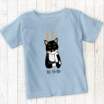 Sarcastic Christmas Cat Baby T-Shirt<br><div class="desc">A sarcastic,  annoyed and unenthusiastic black and white tuxedo cat with Christmas antlers.  Ho ho ho,  and all that.
Change or remove the text to customise.</div>