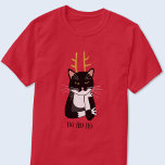 Sarcastic Christmas Cat T-Shirt<br><div class="desc">A sarcastic and rather bored black and white tuxedo cat with Christmas antlers.  Ho ho ho,  and all that. Original art by Nic Squirrell. 
Change or remove the text to customize.</div>