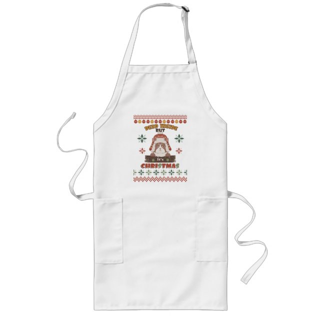 Sarcastic Christmas Dog - Ugly Sweater Inspired Long Apron (Front)