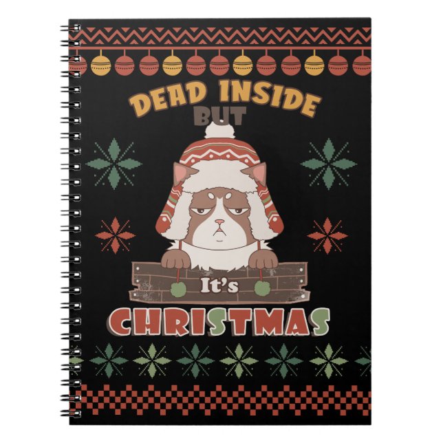 Sarcastic Christmas Dog - Ugly Sweater Inspired Notebook (Front)