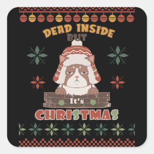 Sarcastic Christmas Dog - Ugly Sweater Inspired Square Sticker