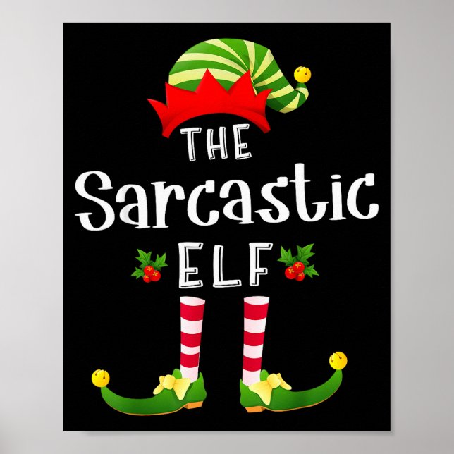 Sarcastic Christmas Elf Matching Pajama X-mas Part Poster (Front)